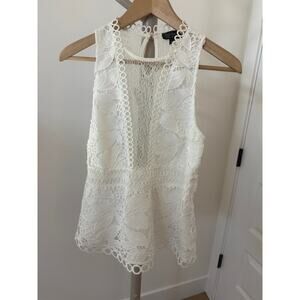 Topshop‎ Mixed Lace Top Ivory Size 8